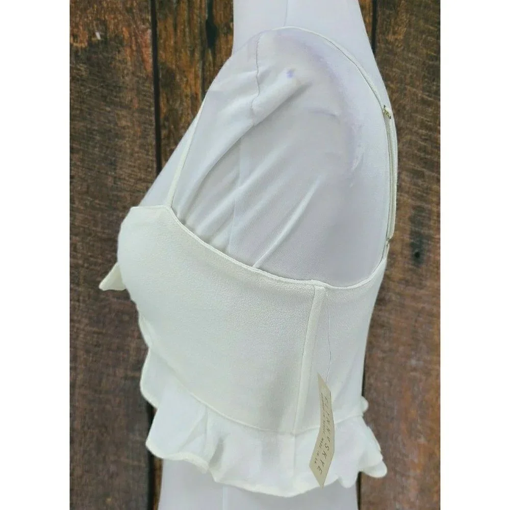 Flynn Skye White Tie-Front Crop Top